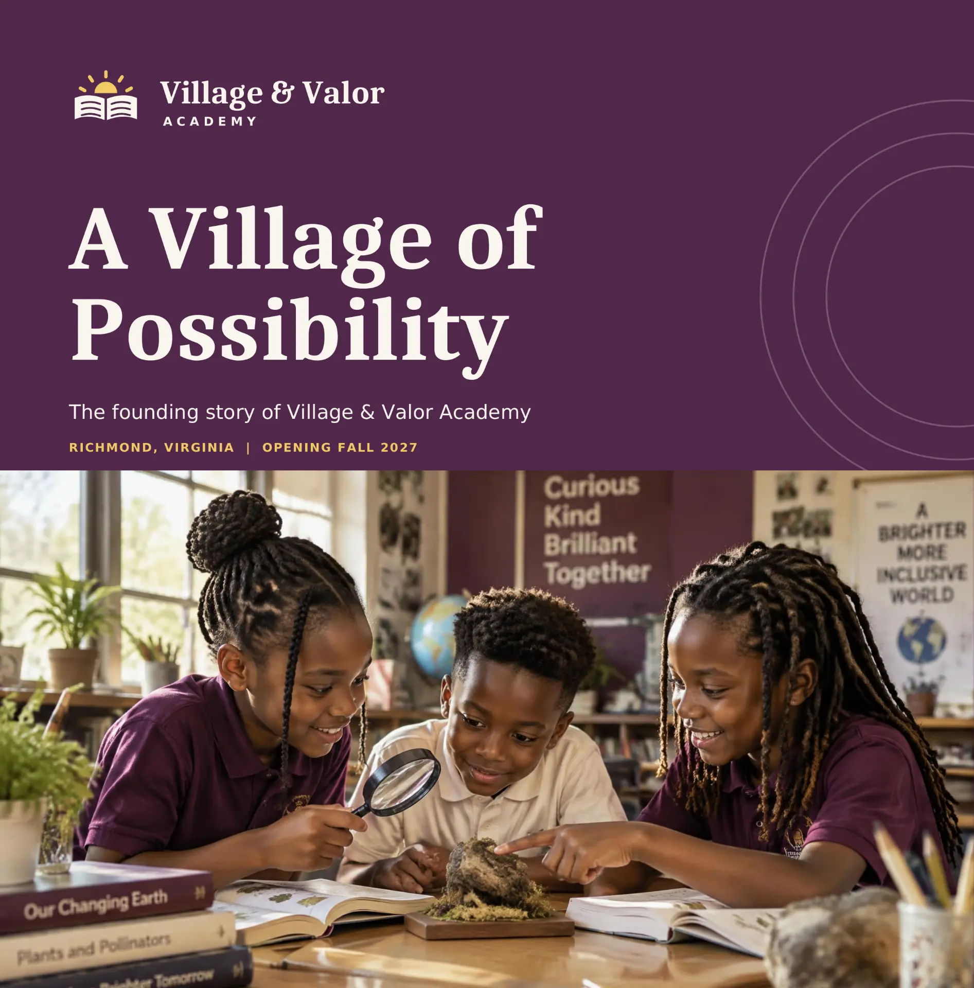 A Village of Possibility sample school book cover